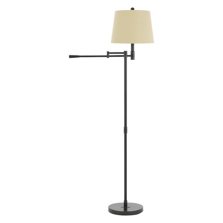 100W Monticello Metal Swing Arm Floor Lamp With Burlap Shade -  CAL LIGHTING, BO-2715FL